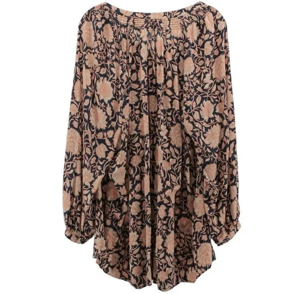 Lucky Brand Blue and Orange Babydoll Peasant Blouse Garden Summer Size 2X - Picture 5 of 8